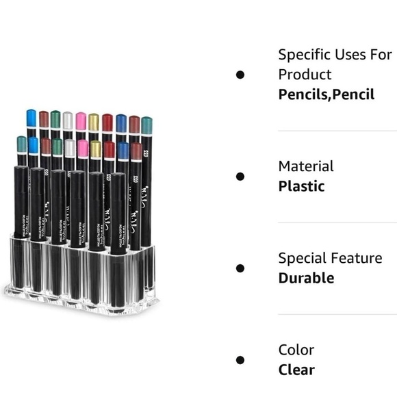 Hblife Clear Acrylic Makeup Eyeliner Lip Liner Holder Organizer 26 Slots - Picture 6 of 7